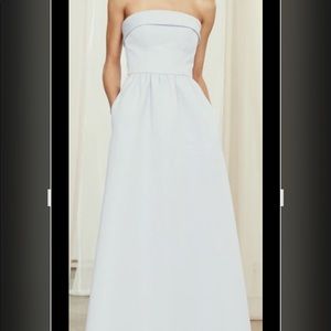 Amsale Rene strapless light blue (platinum) evening gown with pockets, size 6